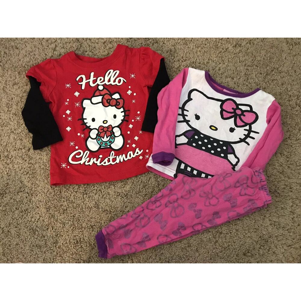 Lot of 3 Sanrio Hello Kitty Long Sleeve Top Pants Pajama Set Size 18-24M 2T
